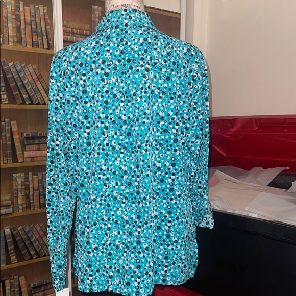 Notations Teal and Black Polka Dot Shirt - Picture 4 of 4
